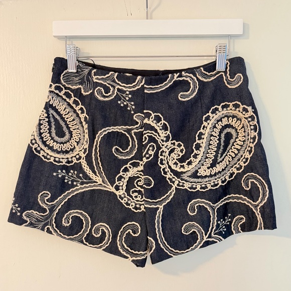 NWT | Zara Blue Skort w White Embroidery | SZ M - Picture 6 of 8